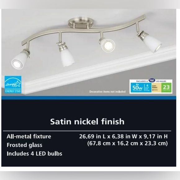 4-Light Traditional Track Lighting Set, Satin Nickel - Picture 6 of 14